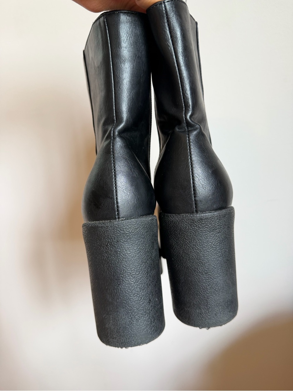 Black Platform Block Heel Ankle Boot - Picture 3 of 6